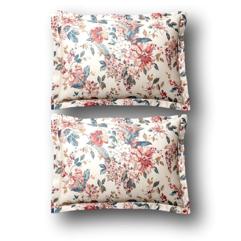 New Two 2 Discontinued Ralph Lauren Home Tilly King Shams Floral & Stripes Pair